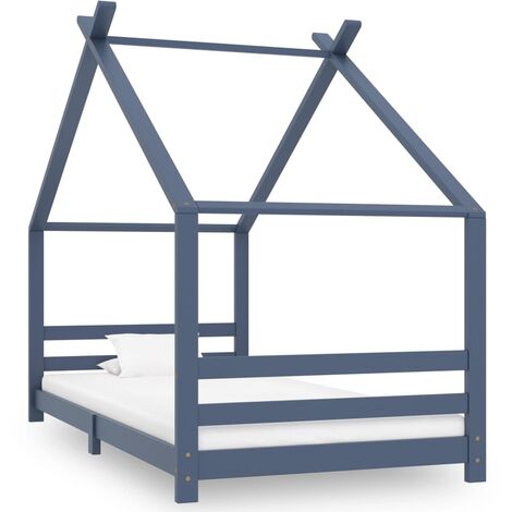 vidaXL Giroletto per Bambini Grigio in Massello di Pino 90x200 cm