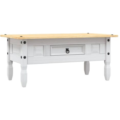 vidaXL Tavolino Caffé Pino Messicano Corona Range Bianco 100x55x44 cm