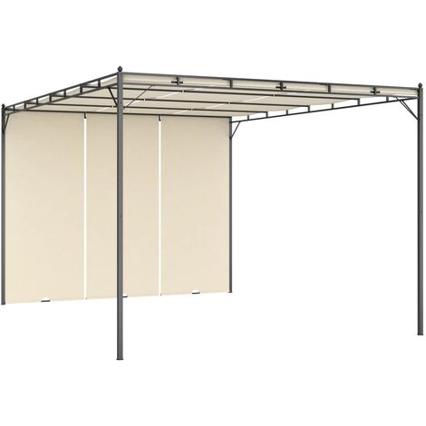vidaXL Gazebo da Giardino con Tenda Laterale 4x3x2,25 m Crema