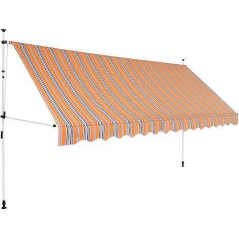 vidaXL Tenda da Sole Retrattile Manuale 350 cm a Strisce Blu e Gialle