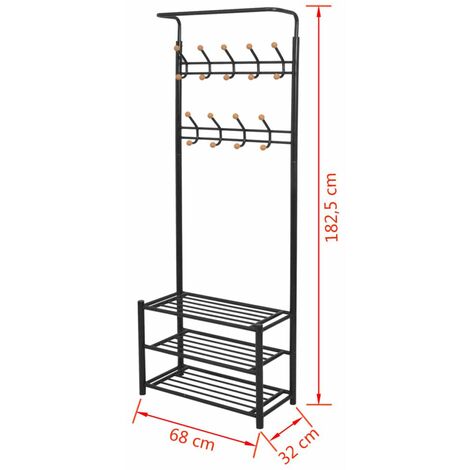 Appendiabiti con Deposito per Scarpe 68x32x182.5 cm vari colori colore :  NERO