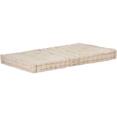 vidaXL Cuscino per Pallet e Pavimento in Cotone 120x80x10 cm Beige