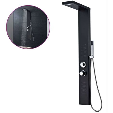 vidaXL Sistema Pannello Doccia in Alluminio Nero Opaco