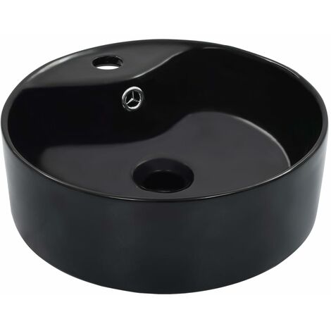 vidaXL Lavandino con Troppopieno 36x13 cm in Ceramica Nero