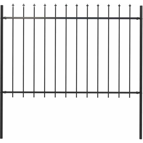 Recinzione da Giardino con Punta a Lancia in Acciaio 181x120 cm Nero vidaXL