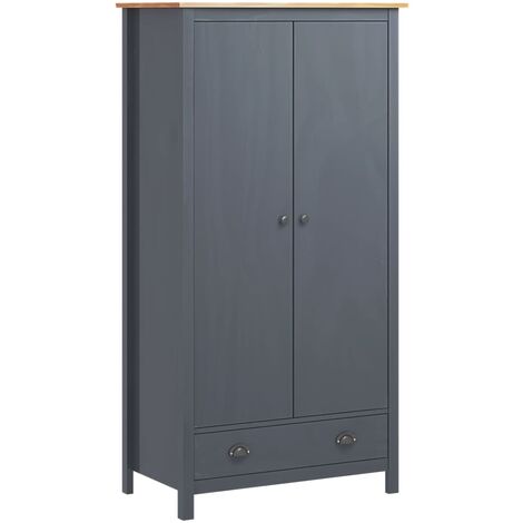 vidaXL Armadio a 2 Ante Hill Grigio 89x50x170 cm in Legno di Pino