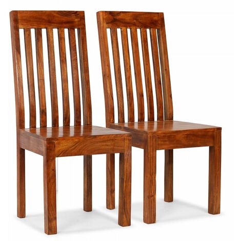 vidaXL Sedie da Pranzo 2 pz in Legno Massello con Finitura Ambra