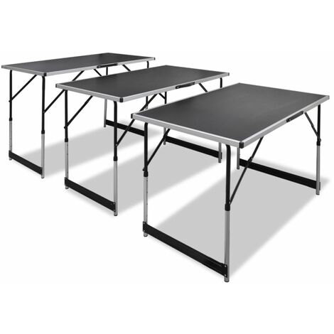 vidaXL Tavolo da Lavoro Set 3 pz Pieghevole Altezza Regolabile