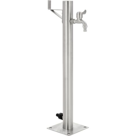 vidaXL Fontanella a Colonna in Acciaio Inossidabile Rotonda 65 cm