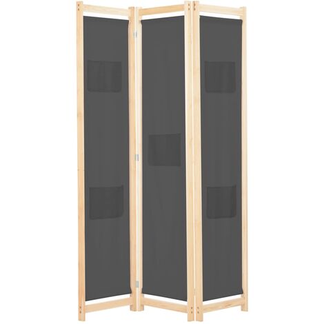 vidaXL Divisorio a 3 Pannelli Grigio 120x170x4 cm in Tessuto