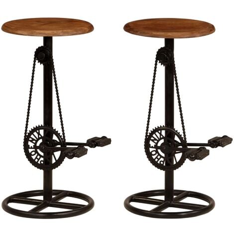 Sgabelli da Bar Set 2 pz in Legno Massello e Ferro Stile industriale vari modelli modelli : Legno di Mango