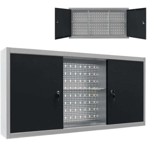 vidaXL Armadio a Parete Stile Industriale in Metallo Grigio Nero