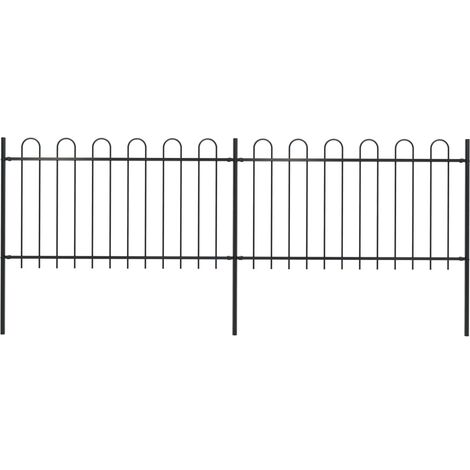 vidaXL Recinzione da Giardino con Parte Superiore ad Anello in Acciaio 359x100 cm Nera