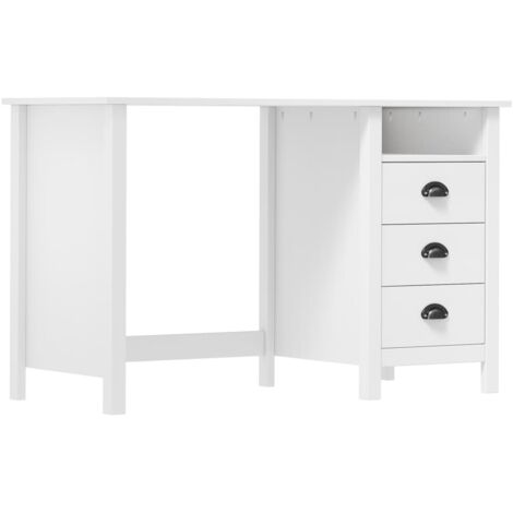 vidaXL Scrivania Hill 3 Cassetti 120x50x74 cm Massello di Pino
