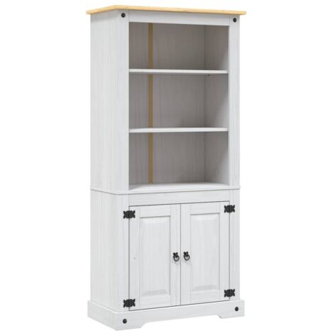 vidaXL Credenza in Legno di Pino Messicano Corona Bianco 80x40x170 cm