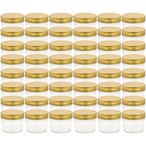 vidaXL Vasi per Marmellata in Vetro Coperchio Oro 48 pz 110 ml