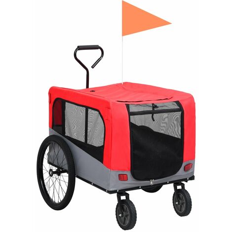 vidaXL Rimorchio Bici Animali e Carrello Jogging 2 in 1 Rosso e Grigio