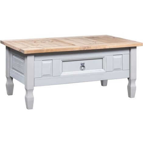 vidaXL Tavolino Caffé Pino Messicano Corona Range Grigio 100x55x44 cm
