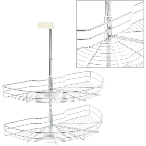 vidaXL Cestello Metallico a 2 Livelli Argento Rotabile 180° 75x38x80cm