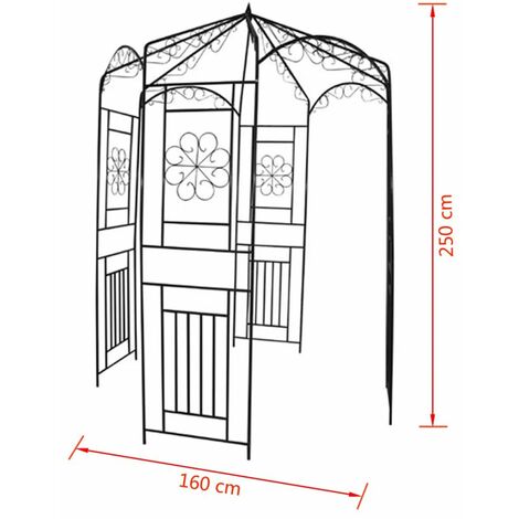 vidaXL Arco da Giardino Nero Ø180x255 cm Acciaio