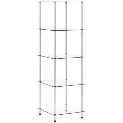 vidaXL Scaffale a 5 Livelli Trasparente 40x40x130cm in Vetro Temperato