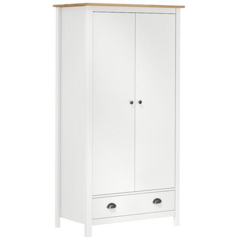 vidaXL Armadio a 2 Ante Hill Bianco 89x50x170cm in Legno di Pino