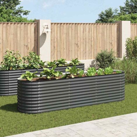 vidaXL Letto Rialzato Giardino 320x80x81 cm in Acciaio Zincato Grigio
