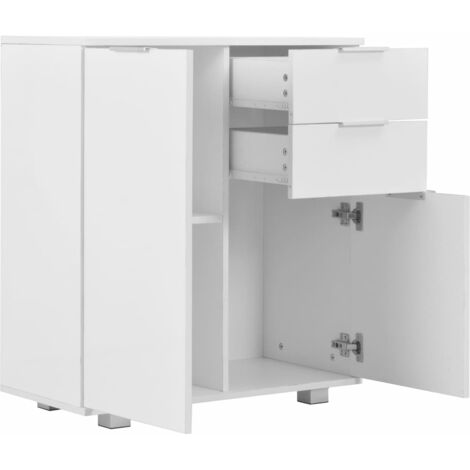 Credenza con Finitura Lucida in Legno Cassetti e Ante Design Moderno vari colori colore : BIANCO
