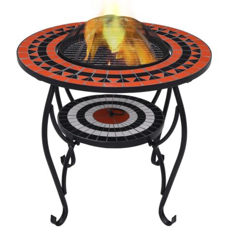 vidaXL Tavolo con Braciere Mosaico Terracotta e Bianco 68 cm Ceramica