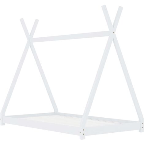 Letto per Bambini Bianco in Legno Massello di Pino Tenda varie dimensioni dimensioni : 80x160 cm