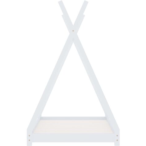Letto per Bambini Bianco in Legno Massello di Pino Tenda varie dimensioni dimensioni : 80x160 cm
