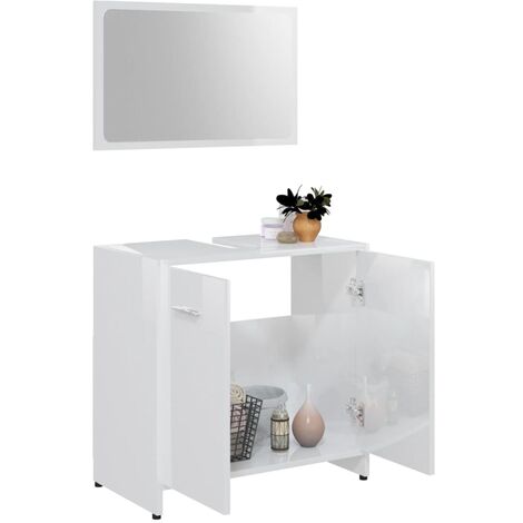 Set da bagno elegante dotato di mobile medio sottolavabo e specchio vari  colori colore : Bianco Lucido