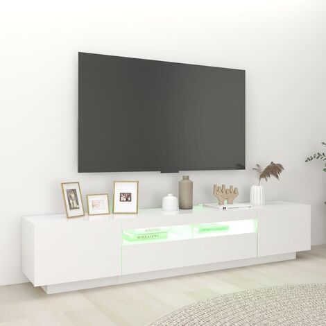 Mobile componibile Porta TV 200x35x40 cm con Luci LED vari colori colore : Bianco