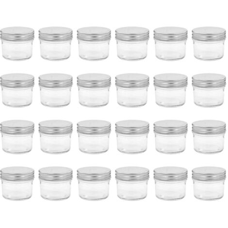 vidaXL Vasi per Marmellata in Vetro Coperchio Argento 24 pz 110