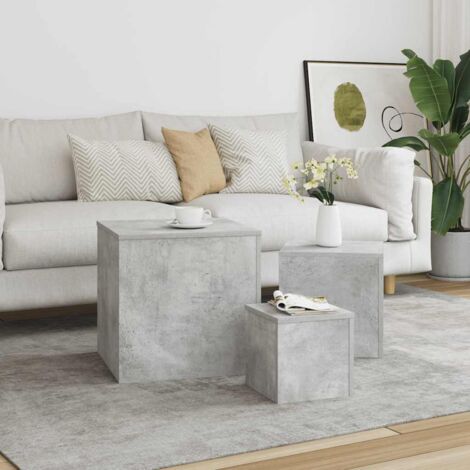vidaXL Tavolini 3 pz Grigio Cemento in Truciolato