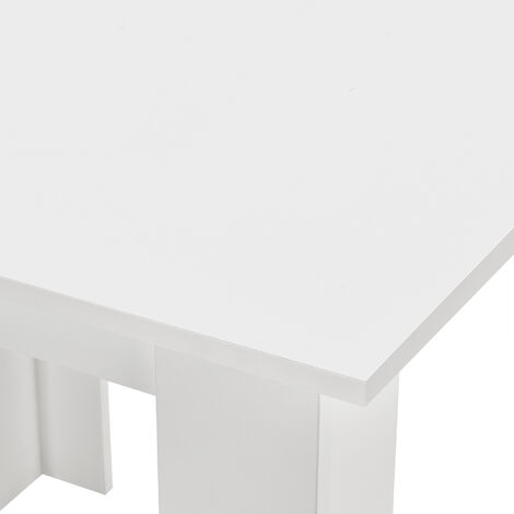 Tavolo da pranzo quadrato 80x80x76 cm design moderno gambe ad L vari colori  colore : Bianco