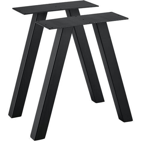 Set di 2 gambe per tavolo a V 38x43 cm in metallo nero ML-Design