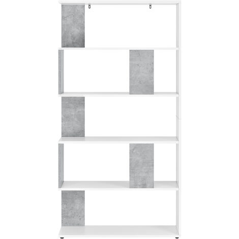 Libreria a 5 Ripiani 159 x 80 x 23,5 cm Scaffale in Design Moderno Mobile  Divisorio Portaoggetti / Organizzatore per Soggiorno - Bianco