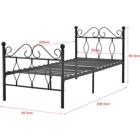 Struttura Letto in Metallo con Testiera e Pediera in Stile  Romantico/Classico 120 x 200 cm Letto 1 Piazza e Mezza - Bianco