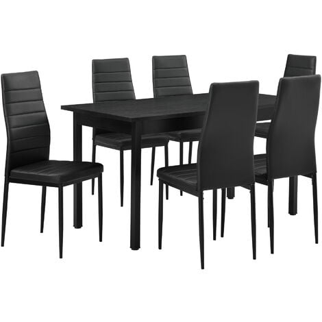 Set tavolo e 6 sedie imbottite da salotto soggiorno cucina moderno vari  colori colore : Nero