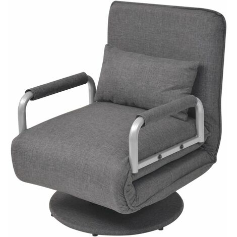 vidaXL Sedia Girevole e Divano Letto Grigio Scuro in Tessuto