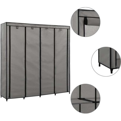vidaXL Guardaroba con 4 Scomparti Grigio 175x45x170 cm