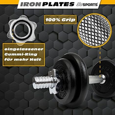 Manubrio - 3 in 1 Set da 10 kg in Ghisa Regolabile 2x125 2x25kg Ø 30/31mm  Cromato - Coppia di Dumbbells Barra Corta Bilanciere con Dischi Pesi da  Palestra Allenamento a Casa