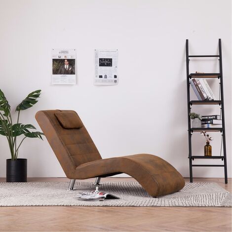 vidaXL Sdraio con Cuscino Marrone in Pelle Sintetica Scamosciata