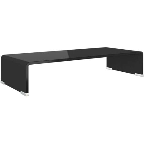 vidaXL Mobile/Rialzo Porta TV in Vetro Nero 60x25x11 cm