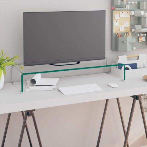 vidaXL Mobile/Rialzo Porta TV in Vetro Trasparente 80x30x13 cm