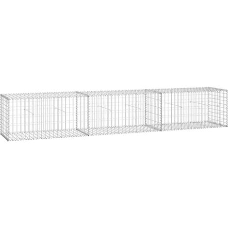 vidaXL Gabbione con Copertura in Acciaio Zincato 300x50x50 cm