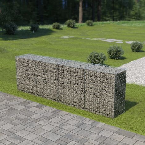 vidaXL Gabbione con Copertura in Acciaio Zincato 300x50x100 cm