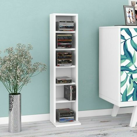 Libreria scaffale mobile porta cd da parete muro 102 cd 21x20x88 vari colori colore: bianco