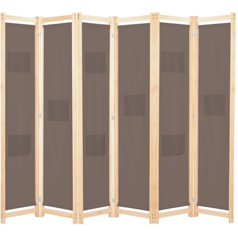 vidaXL Divisorio a 6 Pannelli Marrone 240x170x4 cm in Tessuto
